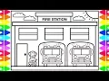How to Draw a FIRE STATION for Kids Fire Station Drawing Fire Station Coloring Pages for Kids
