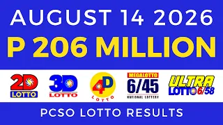Lotto Result Today 9PM August 14 2026 PCSO
