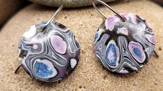 Download Polymer clay mokume gane with scrap clay and ear wire technique MP3