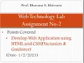 Web Technology Assignment No 2 - Develop Web Application using HTML and CSS Discussion Guidance
