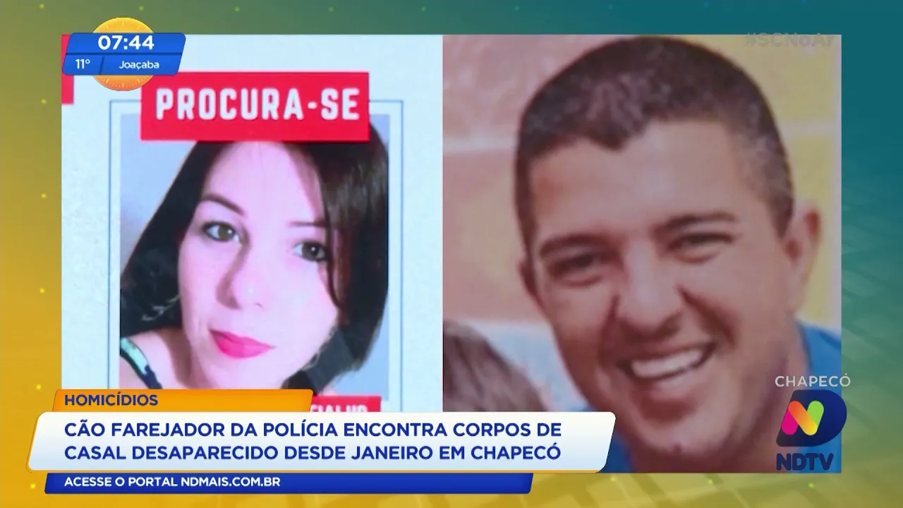 Cão farejador da polícia encontra corpos de casal desaparecido desde janeiro em Chapecó