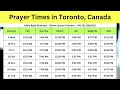 Prayer Times Calendar Toronto Canada January 2025