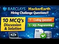 Barclays HackerEarth Hiring Challenge 2026 MCQ s Coding SQL Questions TEST IS LIVE