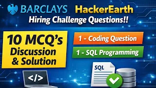 Barclays HackerEarth Hiring Challenge 2026 MCQ s Coding SQL Questions TEST IS LIVE