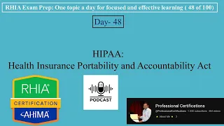 RHIA Exam Preparation 048 - Health Insurance Portability and Accountability Act HIPAA
