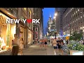 NYC 4K Walk Vibrant Summer Night Scenes in Midtown Manhattan