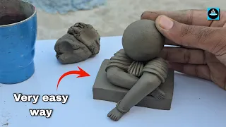 😍 इतना easy की बच्चा भी बना ले/Very Easy Ganpati idol Making process in clay 