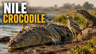 Nile Crocodile & Bird Vs Egg Thief Monitor Lizard #nilecrocodile #monitorlizard #wildlife #symbiosis