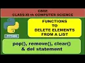 List Functions pop remove clear del statement