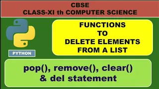 List Functions pop remove clear del statement