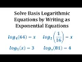 Ex 1 Solve Basic Logarithmic Equations