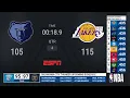Grizzlies Lakers NBA on ESPN Live Scoreboard