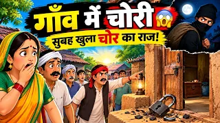 गाँव में चोरी 😱 रात में हुआ कांड, सुबह सामने आया चोर का सच | Hindi Cartoon Moral Story
