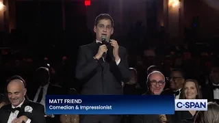 Matt Friend performs at the 2024 White House Correspondents Dinner with Trump McConnell impressions