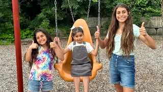 Deema and Sally Play and Share rides with kids at the Playground Park