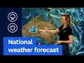 National Weather Forecast Showers increasing for the east coast dry and warm out west