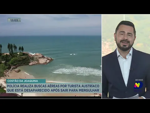 Polícia realiza buscas aéreas por turista austríaco que está desaparecido após sair para mergulhar