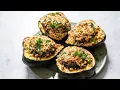 Delicious Acorn Squash Recipe Stuffed with Mushroom Kale Recipe in Caption