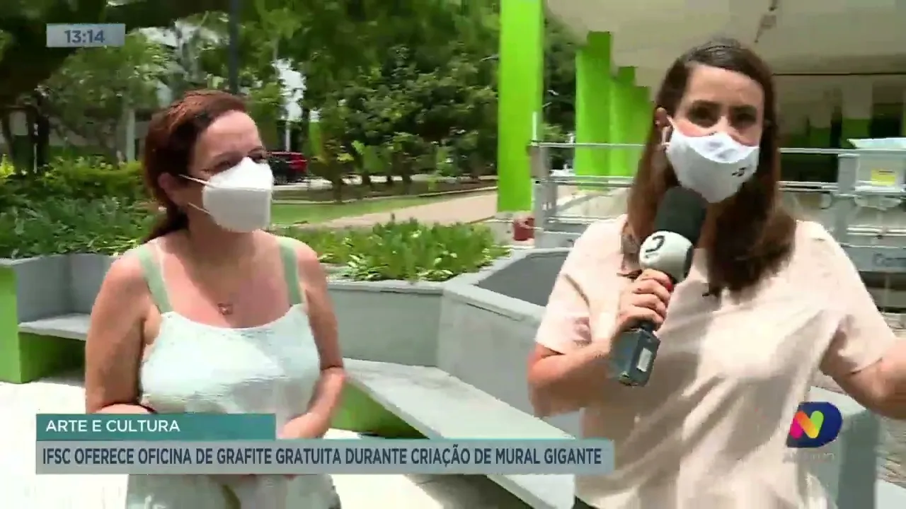 IFSC oferece oficina de grafite gratuita durante criação de mural gigante em Florianópolis