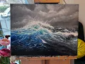Creating a Stormy Ocean 3D Wave in Acrylic - Dramatic Piece