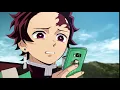Tanjiro looking at phone disgusted Greenscreen Template
