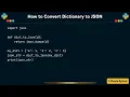 How to Convert Dictionary to JSON