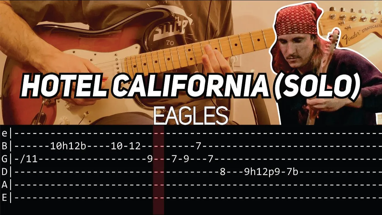 Eagles - Hotel California solo (Guitar lesson with TAB)