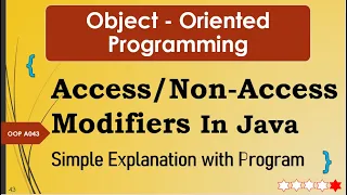 Access Modifiers Non-Access Modifiers Java Simple Explanation with Program