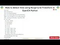 How to detect lines using Hough Line Transform in OpenCV Python