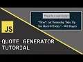 Random Quote Generator Javascript Beginner Project Tutorial