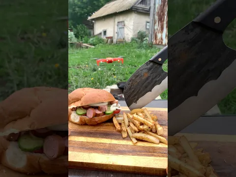 Sausage burger🔥♨️with drone in nature #cooking #food #nature #shorts #relaxing