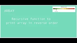 Recursive function to print array in reverse order