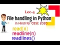 Lec-4 File handling in python in Hindi read readline readlines