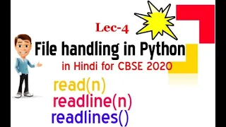 Lec-4 File handling in python in Hindi read readline readlines