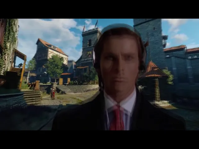 Patrick Bateman in Novigrad - Witcher/American Psycho walking meme