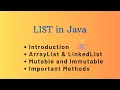 LIST Interface in Java ArrayList LinkedList Implementation Mutable Immutable List