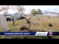 Police search for driver after Hyannis cemetery crash