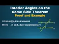 Interior Angles on the Same Side Theorem Proof and Example