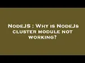 NodeJS Why is NodeJs cluster module not working