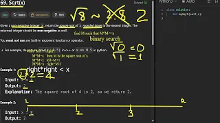 Leetcode 69 Sqrt x Find M Square Success