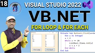 L18 - VB Net Looping Statement Vb net For loop and For Each Loop Visual Basic Looping Statement