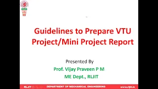 What are the Guidelines to Prepare# VTU Project/Mini Project Report#