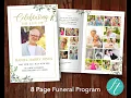 8 Page Green Leaf Funeral Program Template