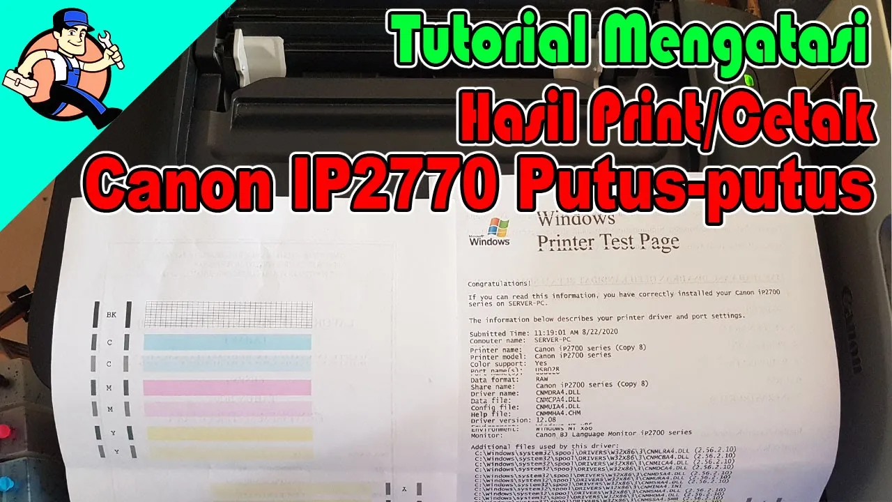 Hasil print yang membayang, hurufnya tebal dan garis tabel tidak lurus atau patah-patah dapat diperb. 