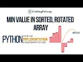 Minimum value in a sorted rotated array PYTHON implementation 100 Days DSA CodingPal org