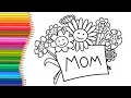 Mom card and flowers coloring page Mother s Day coloring pages