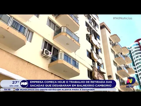 Empresa começa trabalho de retirada das sacadas que desabaram em Balneário Camboriú
