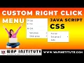 How to create custom context menu or right click menu in websites Java script Css Hindi