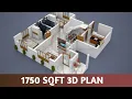 1750 SQFT HOUSE 3D FLOOR budget house plan 4BHK PLAN Haneed Anugrahas