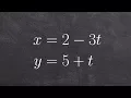 Learn how to eliminate the parameter and identify the rectangular graph